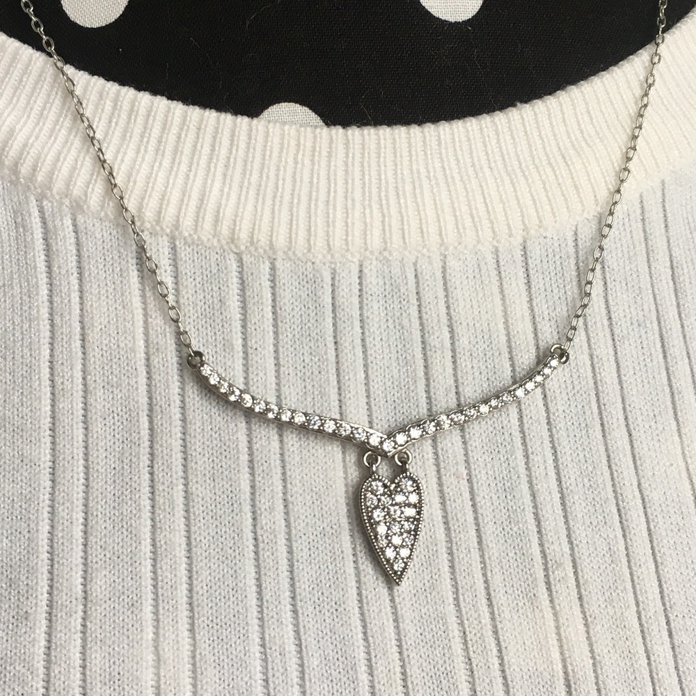 Silver Chain Necklace with Heart Pendant